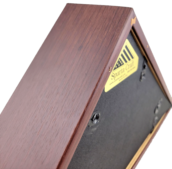 Durable backing to hold flag into case. Cherry vinyl veneer finish. Liberty Capitol flag case made in usa