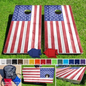 2'x4' American Flag Wood Texture Regulation Wooden Cornhole Set Made in USA