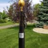 Titan Telescoping flagpole-Dark Bronze anodized finish, lowered position, up close. Made in USA