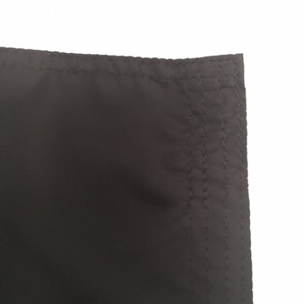 Thin Red Line: Fly end/corner showing 2 rows of stitching on top edge (bottom edge same stitching) & 4 rows stitching on fly end. Made in USA