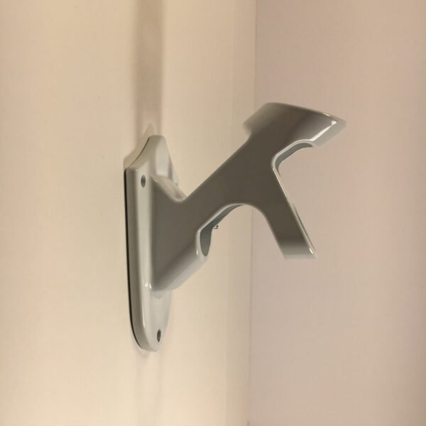 Side View #1. White Cast Aluminum 2 position flag pole Bracket Made in U.S.A.