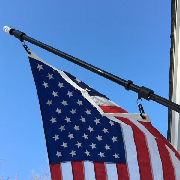 Black Never Furl Flag Attachment Kit: Show here in use with Nylon American Flag on the Freedom 6' flag pole. Made in the U.S.A.