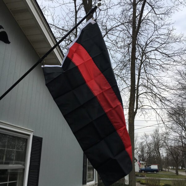 3'x5' Thin Red Line Flag flying on 6' Freedom Flag Pole Kit. All 100% Made in U.S.A.