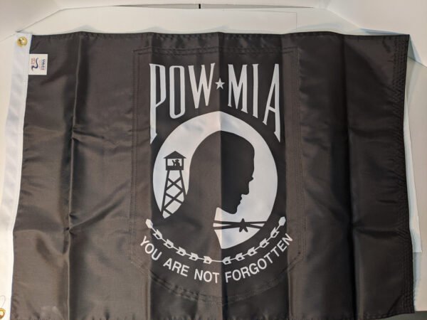 POW/MIA Double Sided Flag. Front side Correct reading Made in USA
