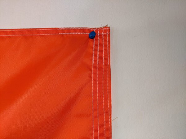 Flag of Ireland fly end featuring reinforced corner stitching, 4 rows of vertical stitching, 2 rows horizontal stitching on top and bottom edges Made in USA