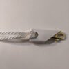 5/16" White Braided Polyester Halyard shown with 3.5" Bright Brass Plated Snap and white snap cover (brass snap and snap cover sold separately) Made in USA