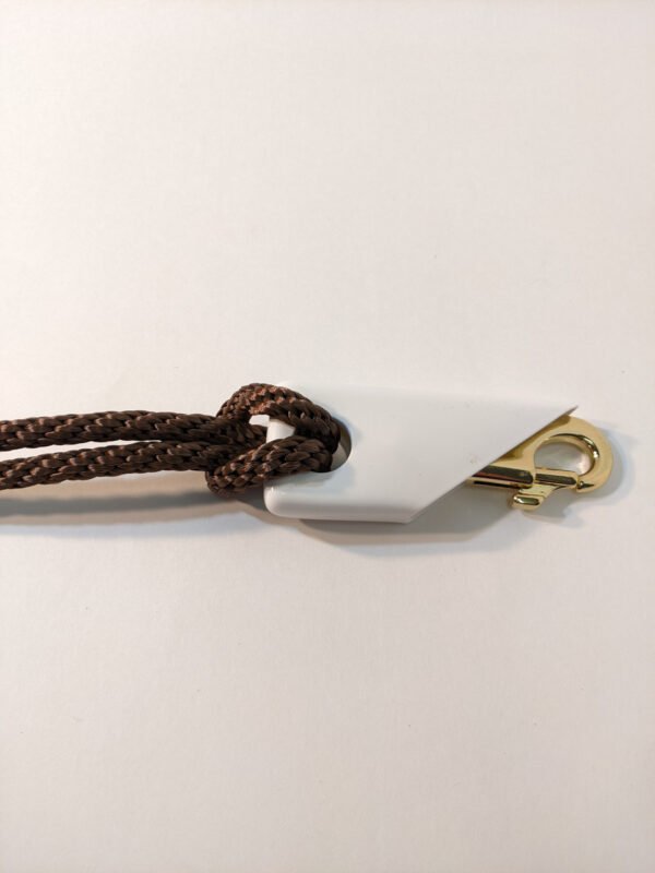 5/16" Bronze Braided Polyester Halyard shown with 3.5" Bright Brass Plated Snap and white snap cover (brass snap and snap cover sold separately) Made in USA