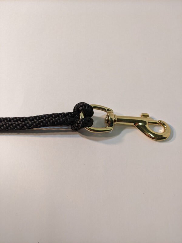 5/16" Black Braided Polyester Halyard shown with 3.5" Bright Brass Plated Snap (snap sold separately) Made in USA