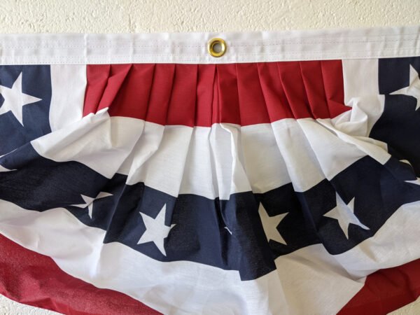 18"x36" Cotton Pleated Fan with stars up close. made in the usa