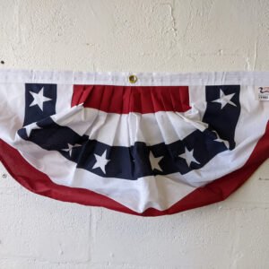 18"x36" Cotton Pleated Fan with stars. made in the usa