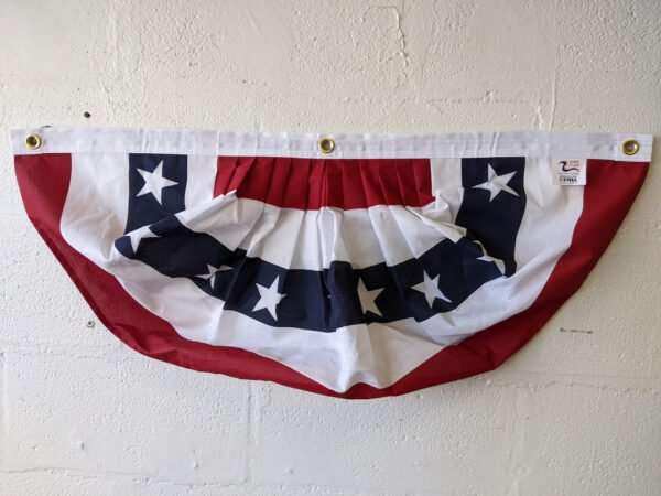 18"x36" Cotton Pleated Fan with stars. made in the usa