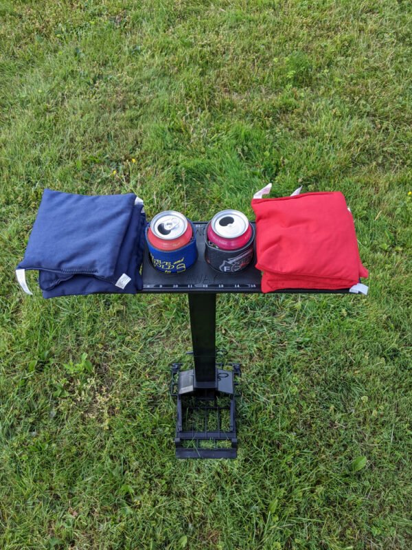 Cornhole Caddy with drinks and bags