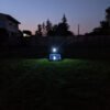 Cornhole Caddy with LED Lights pictured 21 feet away