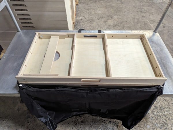 Complete cornhole set packed into the Heavy duty cornhole carrying bag. Made in USA