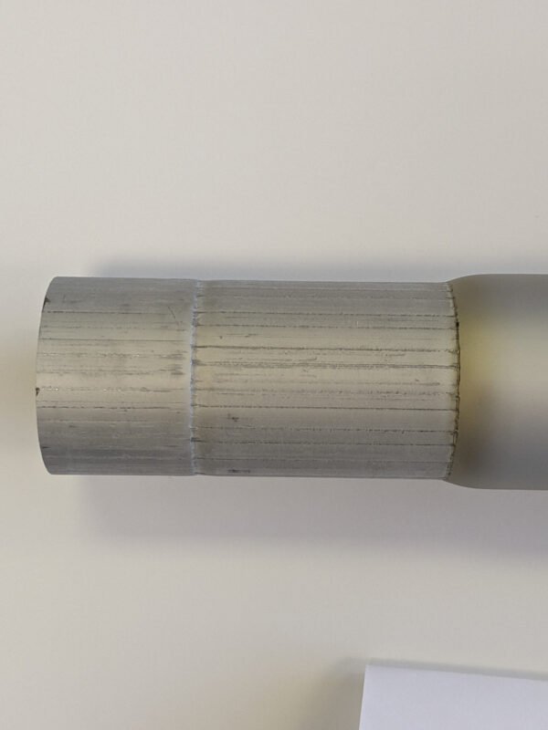 Close up of 5" long tapered section of pole that slides into next pole section.