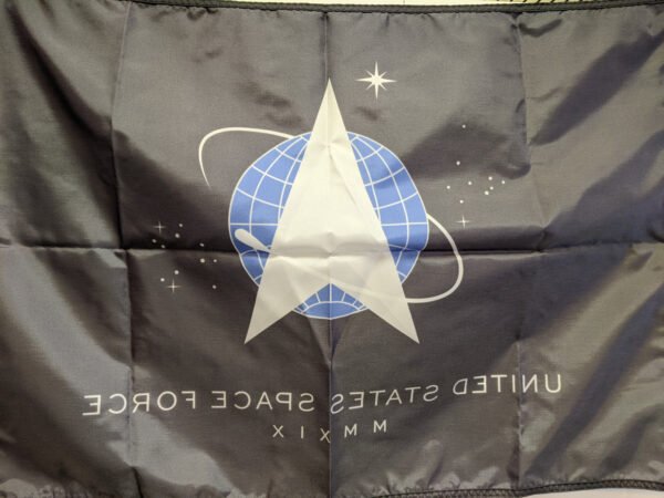 Back of flag in reverse or mirror image Space Force Flag Made in USA