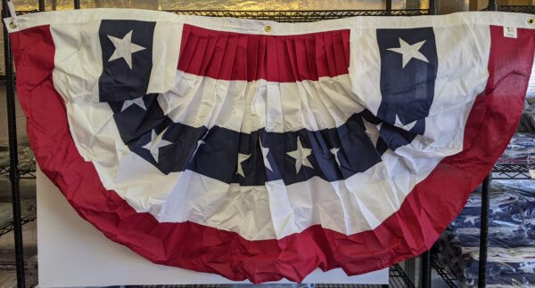 6' wide by 3' tall Cotton Pleated fan with stars Made in USA