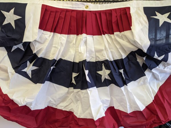 closer view of the beautifully pleated fan with stars. Made in USA