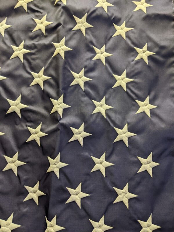 Embroidered Stars on the 20"x8' U.S. Nylon flag pulldown Made in USA