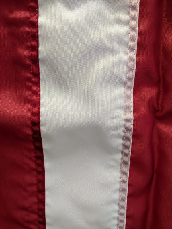 Sewn stripes on the 20"x8' U.S. Nylon flag pulldown Made in USA