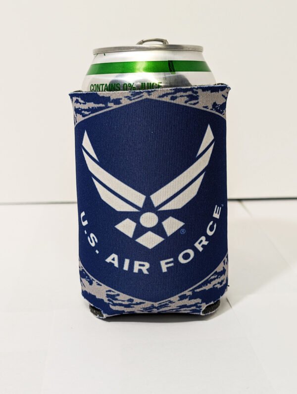 U.S. Air Force Can cooler front image with can inserted Made in USA