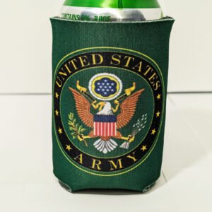 U.S. Army with crest and green retired color can cooler. made in USA