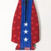 Back with zipper flat for storage USA with stars bottle koozie Made in USA