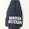 Back with zipper flat for storage Woman Veteran Proudly Served bottle koozie Made in USA