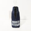 Back showing zipper. Woman Veteran Proudly Served bottle hugger Made in USA