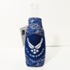 Front with bottle U.S. Air Force with camo Bottle Hugger Koozie Made in USA