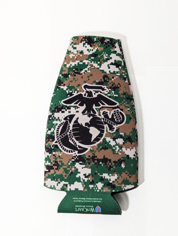 Front flat for storage U.S. Marine Corps with camo bottle koozie Made in USA