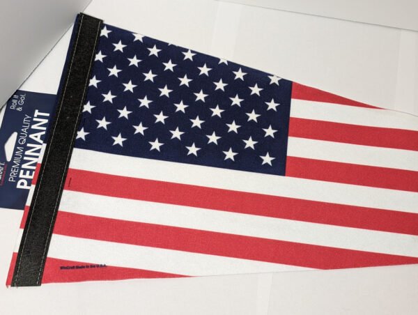 Close up of American Flag Pennant Made in USA