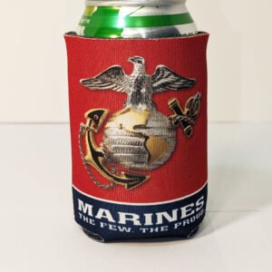 Marine Corps Can koozie front with crest The few the proud Made in USA