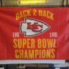 Super Bowl Champions Back 2 Back Kansas City Chiefs 3'x5' Flag mad in usa
