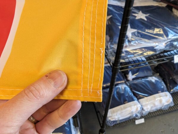 4 rows of heavy duty stitching on fly end. Chiefs flag