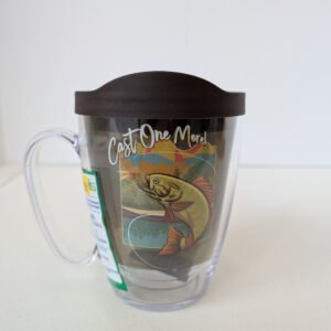 Cast One More Fishing 16 oz Tervis mug with handle Made in USA