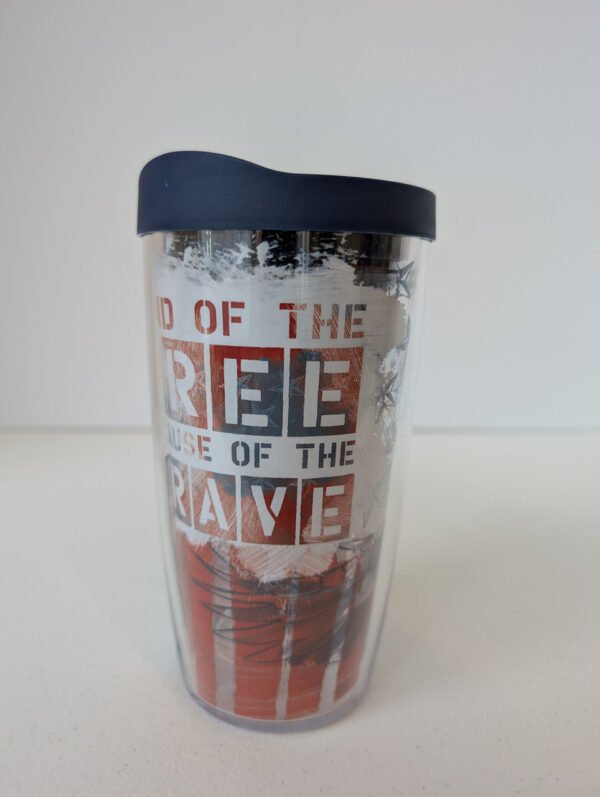 right side image Land of the Free because of the Brave 16 oz Tervis Tumbler Made in USA