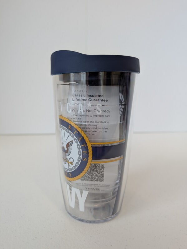 Right side view U.S. Navy 16 oz Tervis Tumbler Made in USA