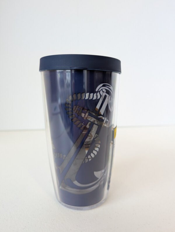 Back of U.S. Navy Tervis tumbler Made in USA