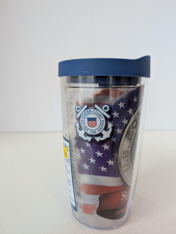 Left side U.S. Coast Guard 16 oz Tervis Tumbler Made in USA