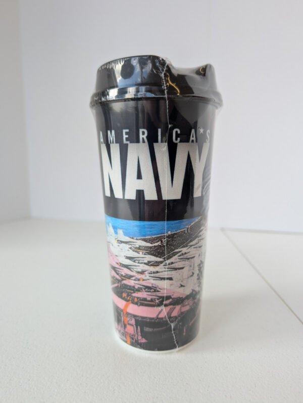 Navy 16oz travel mug made in usa