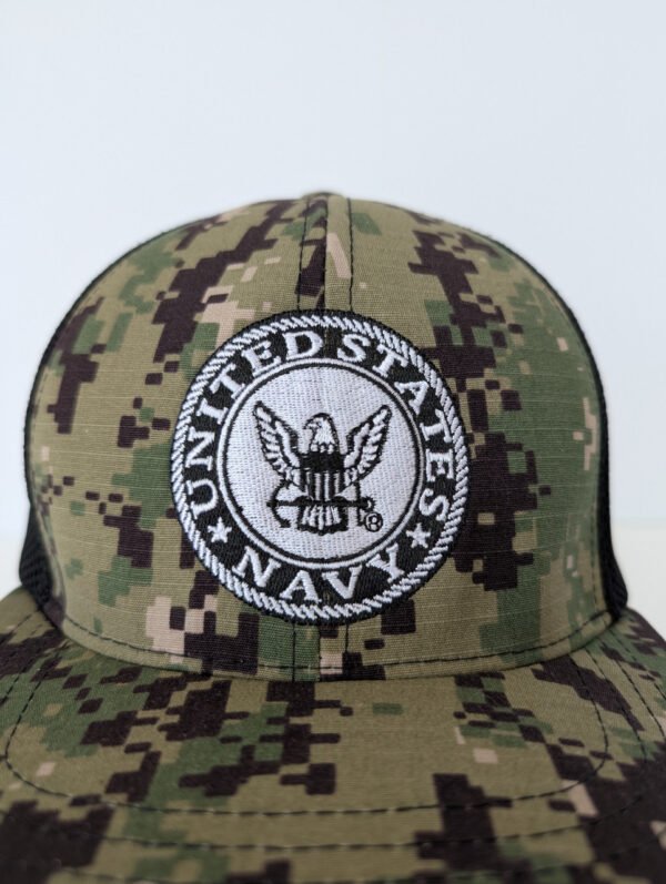 Navy Digital Camo mesh hat with logo Made in USA