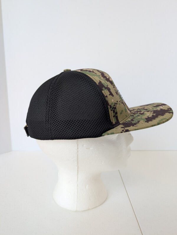 side view of U.S. Navy mesh hat with digital camo on the front