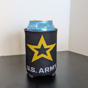 Front of United States Army koozie with can inserted Made in USA