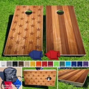 2'x4' Patriotic Timber design Regulation Wooden Cornhole Set Made in USA