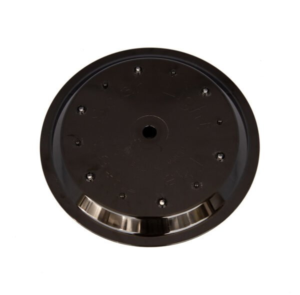 Titan Solar Disc Light Dark Bronze finish: bottom of light, 6 bright LED lights. Made in USA