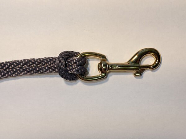 Brass plated flag snap or clip shown with silver 5/16" halyard or rope both Made in USA