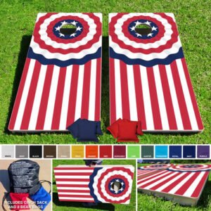 2'x4' patriotic bunting design Regulation Wooden Cornhole Set Made in USA