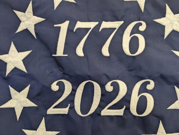 embroidered stars and dates on 250th Betsy Ross flag